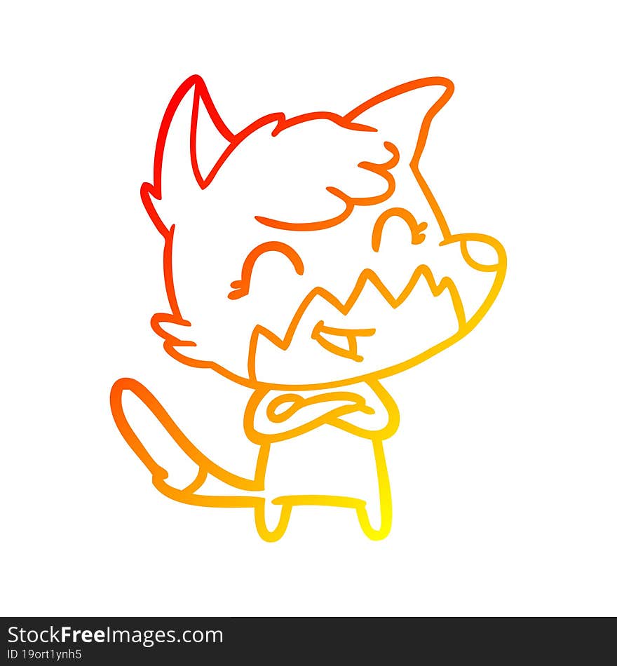 warm gradient line drawing happy cartoon fox