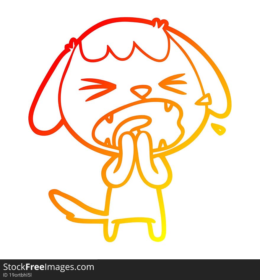 warm gradient line drawing cute cartoon dog barking