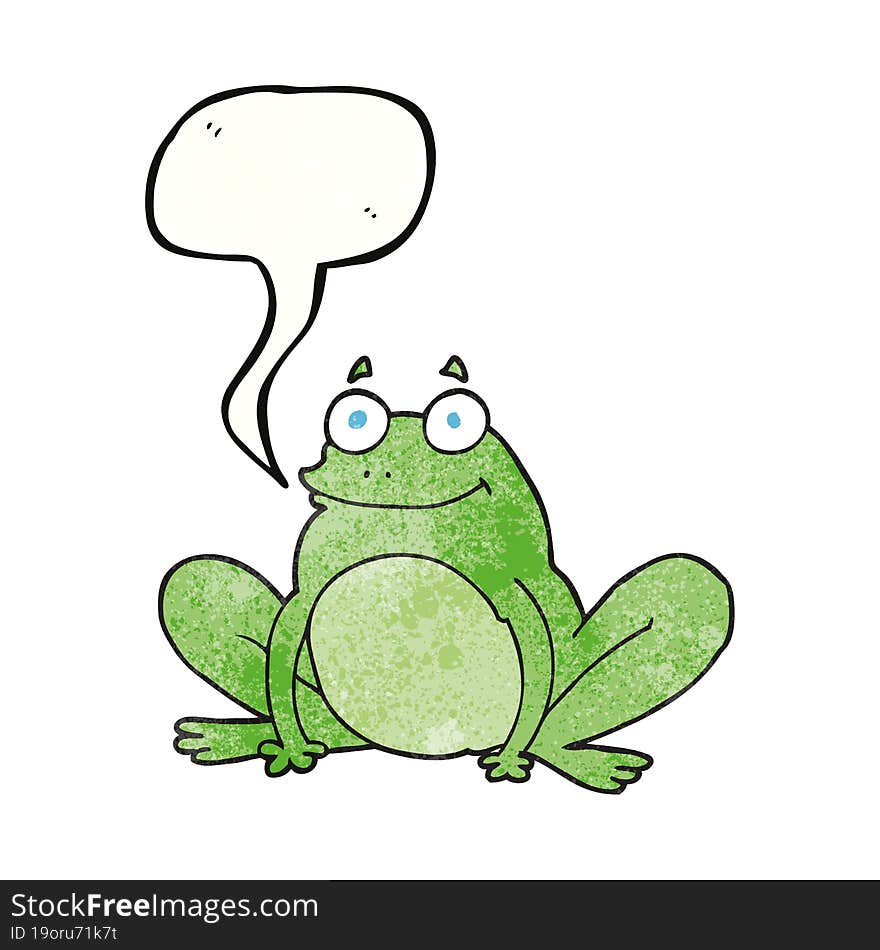 speech bubble textured cartoon happy frog