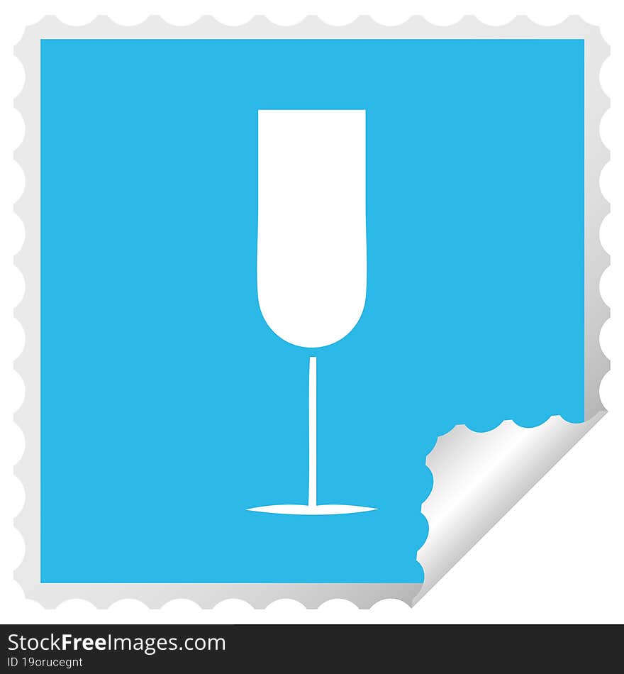 square peeling sticker cartoon of a champagne flute