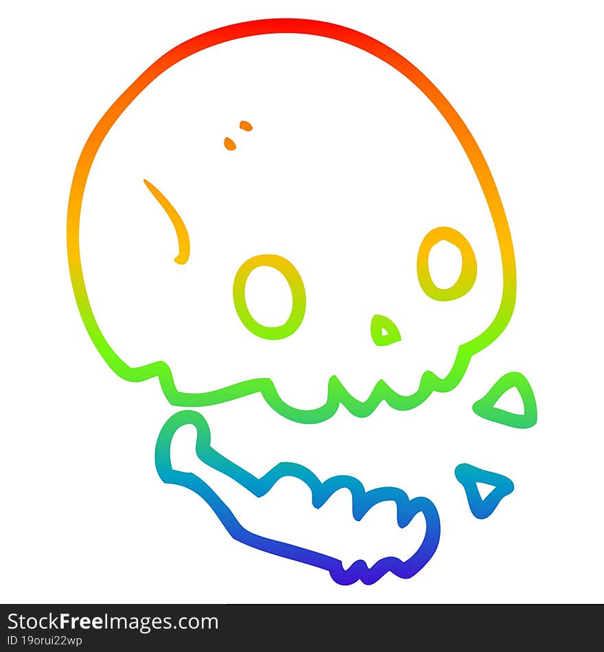 rainbow gradient line drawing cartoon spooky skull