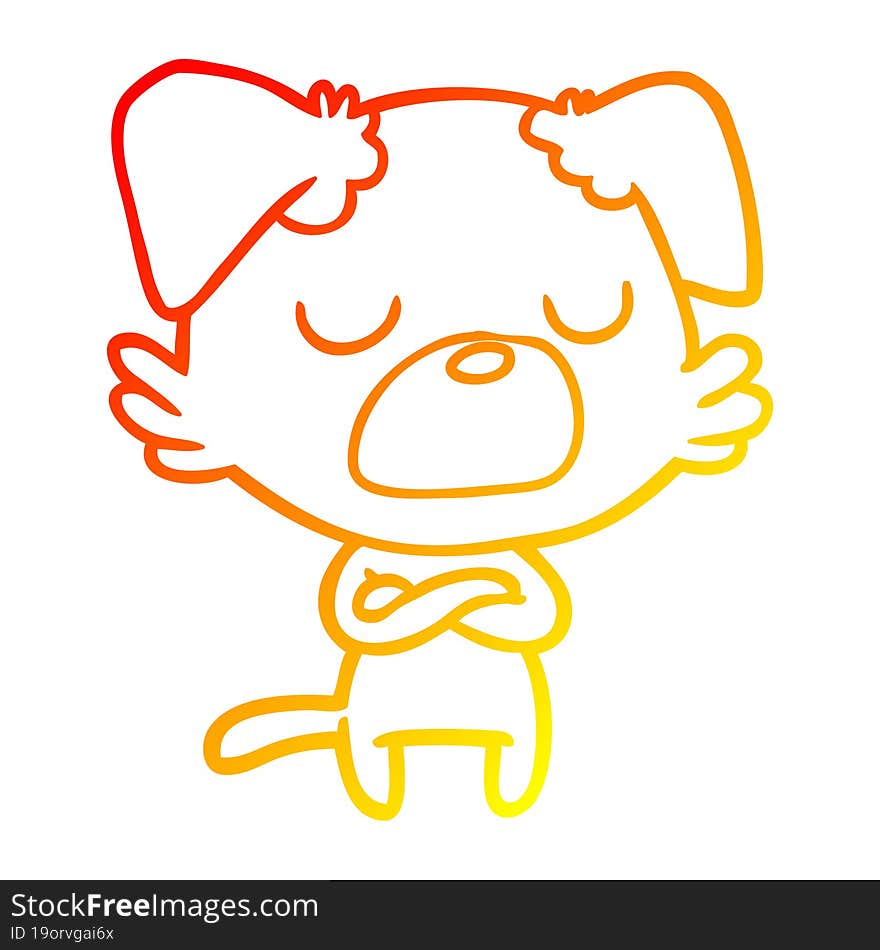 Warm Gradient Line Drawing Cartoon Dog