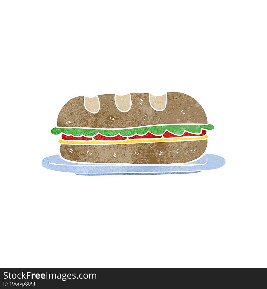 retro cartoon sub sandwich