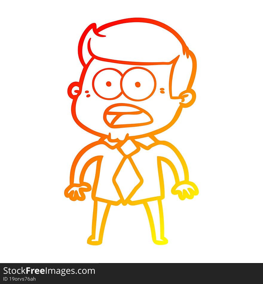 warm gradient line drawing cartoon shocked man