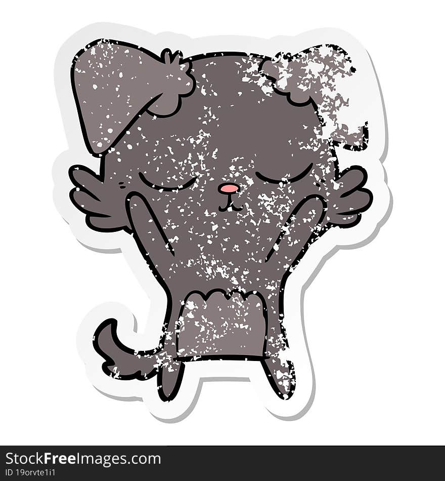 Distressed Sticker Of A Cute Cartoon Dog