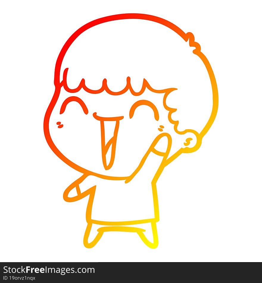 Warm Gradient Line Drawing Cartoon Happy Man