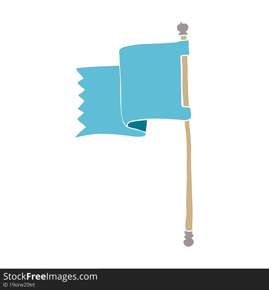 Cartoon Doodle Of A Blue Flag