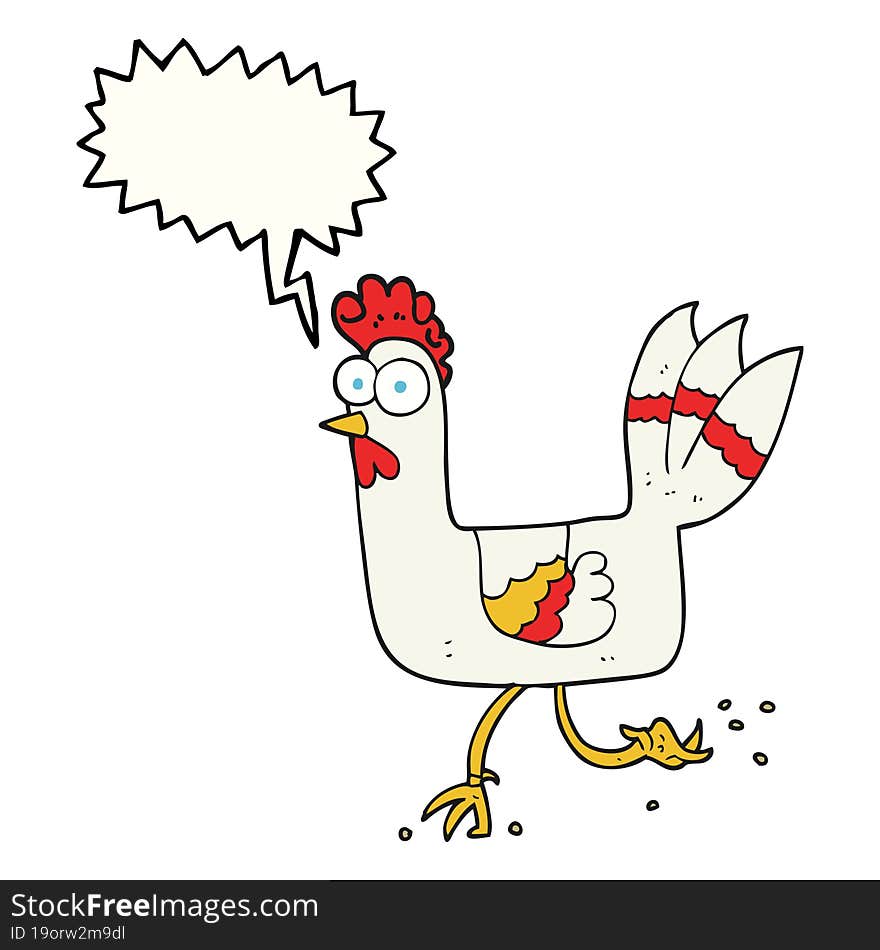 freehand drawn speech bubble cartoon chicken running