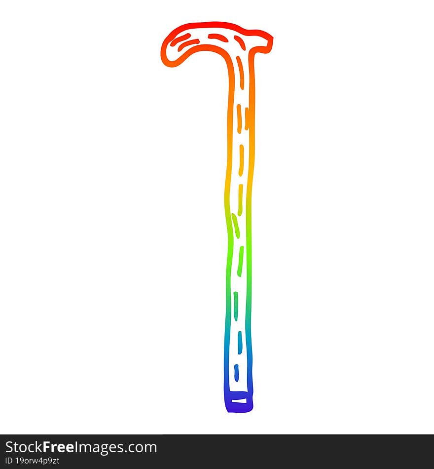 rainbow gradient line drawing cartoon walking stick