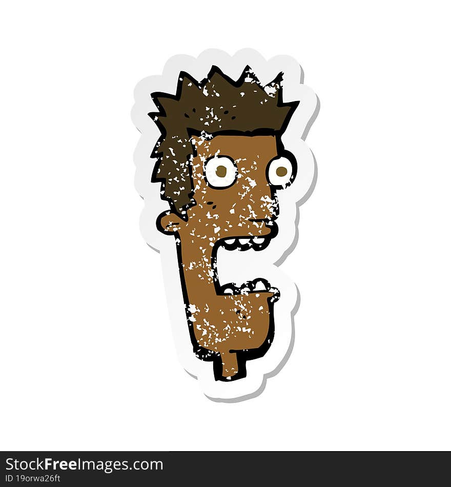 Retro Distressed Sticker Of A Cartoon Shocked Mans Face