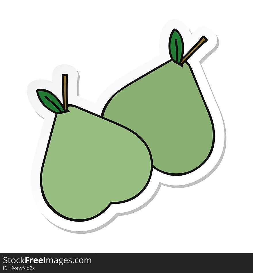 sticker of a cute cartoon green pear