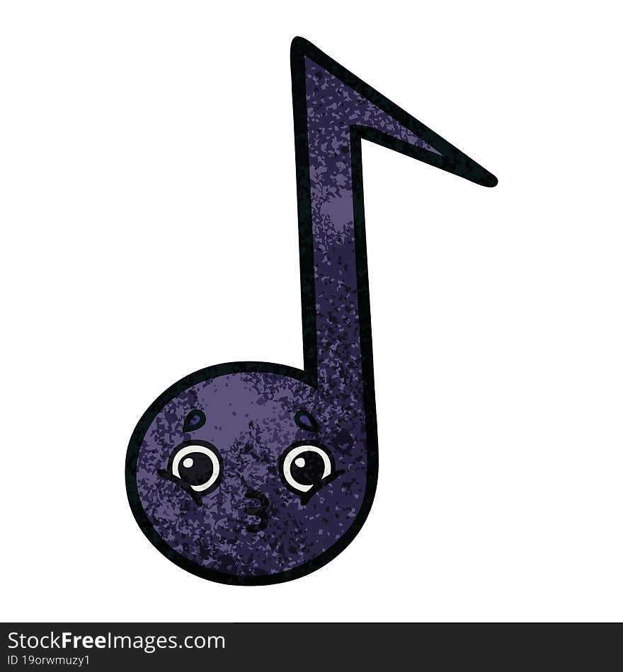 retro grunge texture cartoon of a musical note