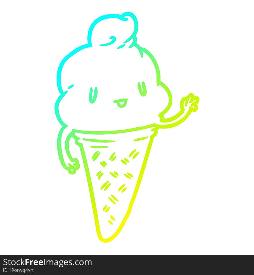 cold gradient line drawing cute ice cream