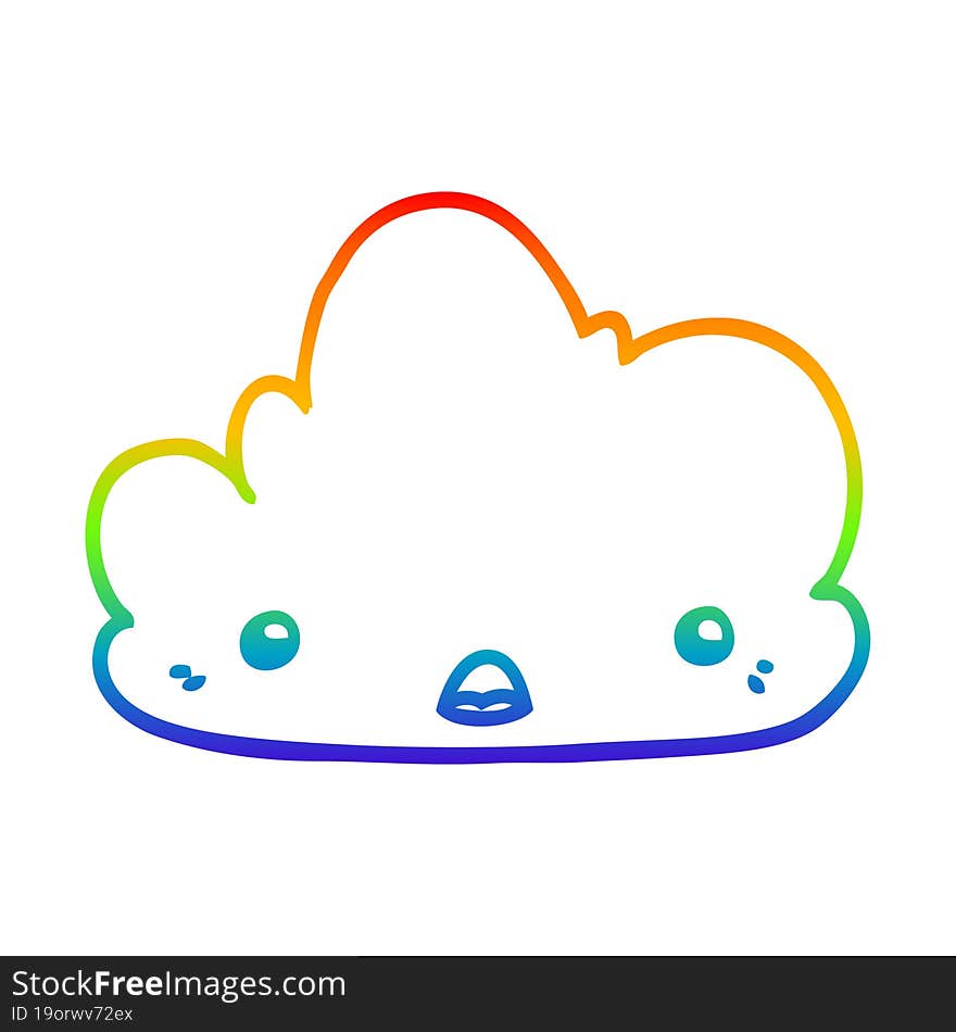 Rainbow Gradient Line Drawing Cute Cartoon Cloud