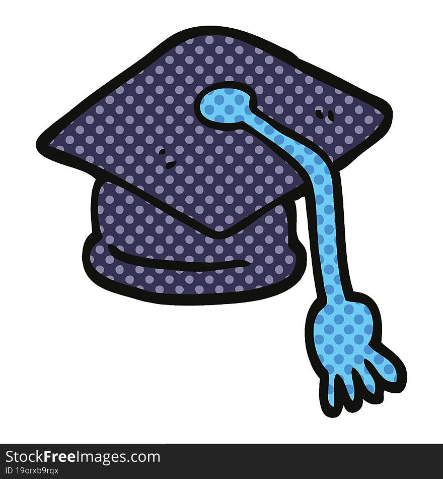 comic book style cartoon graduation hat