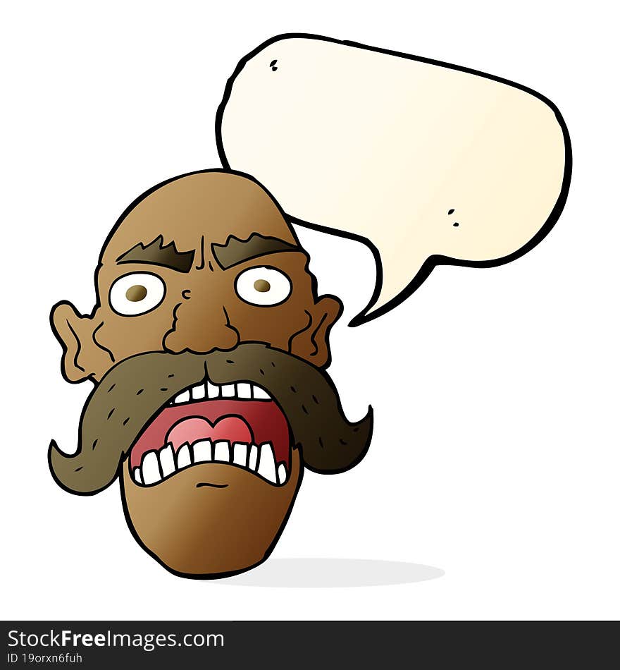 Cartoon Angry Old Man With Speech Bubble