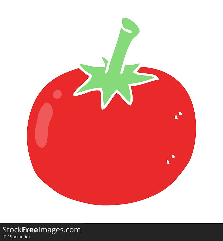 Flat Color Illustration Of A Cartoon Tomato