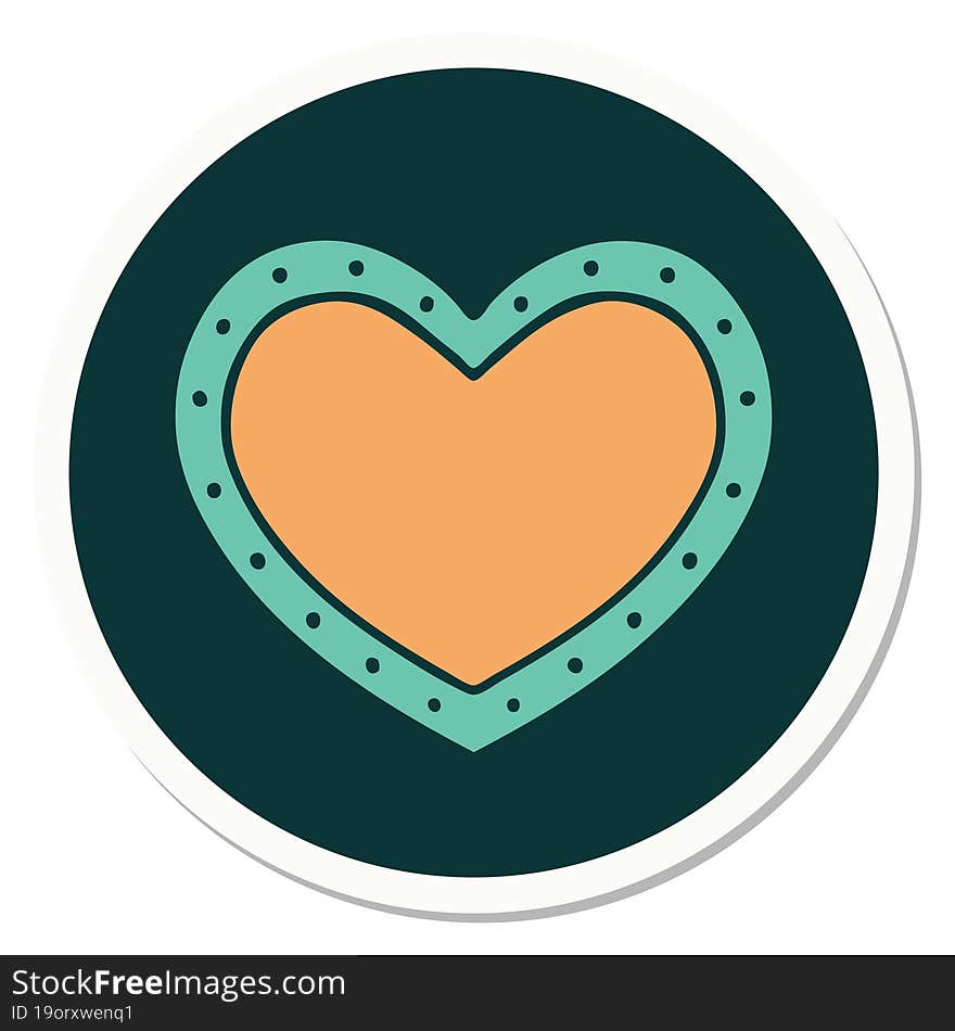 sticker of tattoo in traditional style of a heart. sticker of tattoo in traditional style of a heart