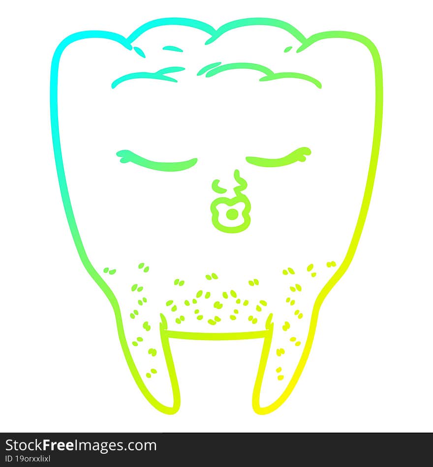 cold gradient line drawing cartoon tooth