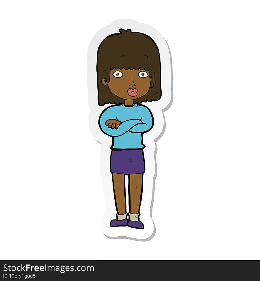 Sticker Of A Cartoon Impatient Woman