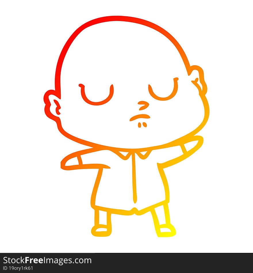 warm gradient line drawing of a cartoon bald man