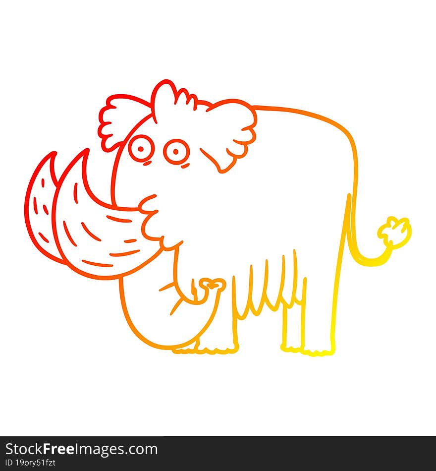 Warm Gradient Line Drawing Cartoon Mammoth