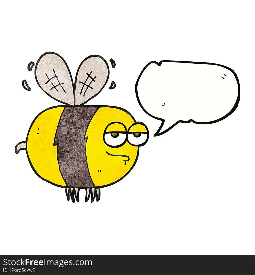 freehand speech bubble textured cartoon unhappy bee