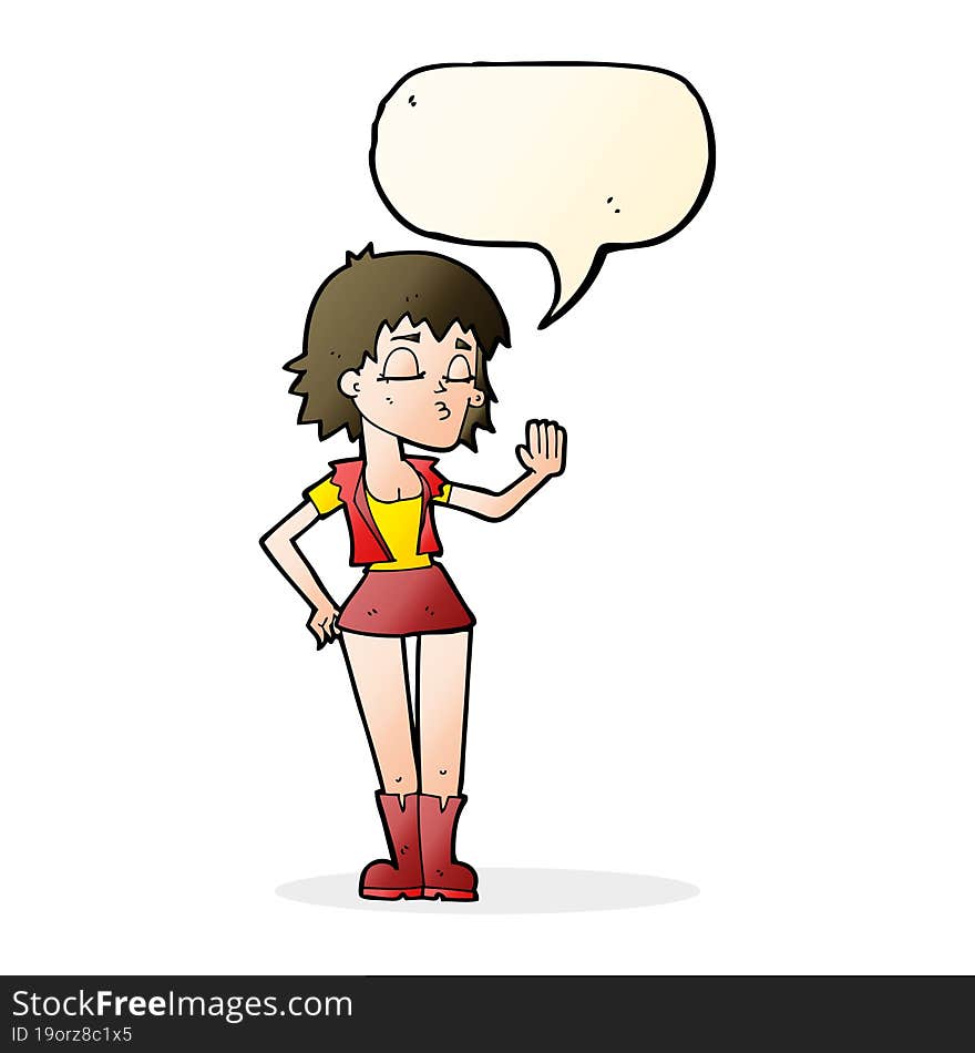 cartoon cool girl with speech bubble