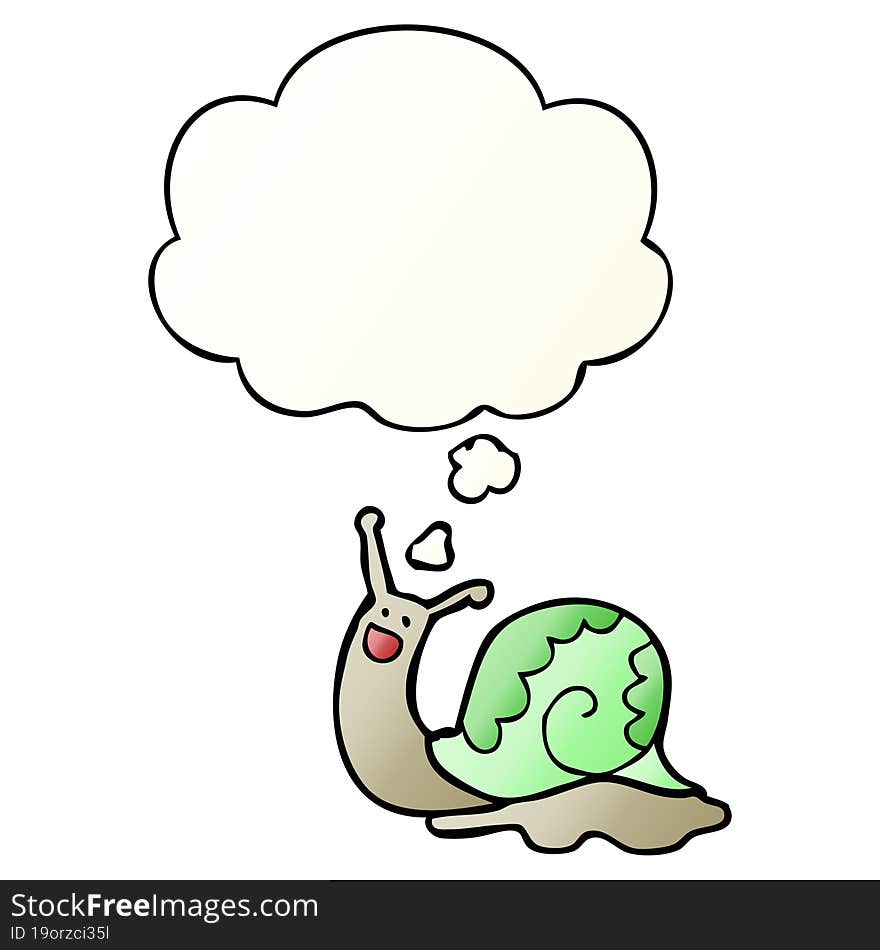 cute cartoon snail with thought bubble in smooth gradient style