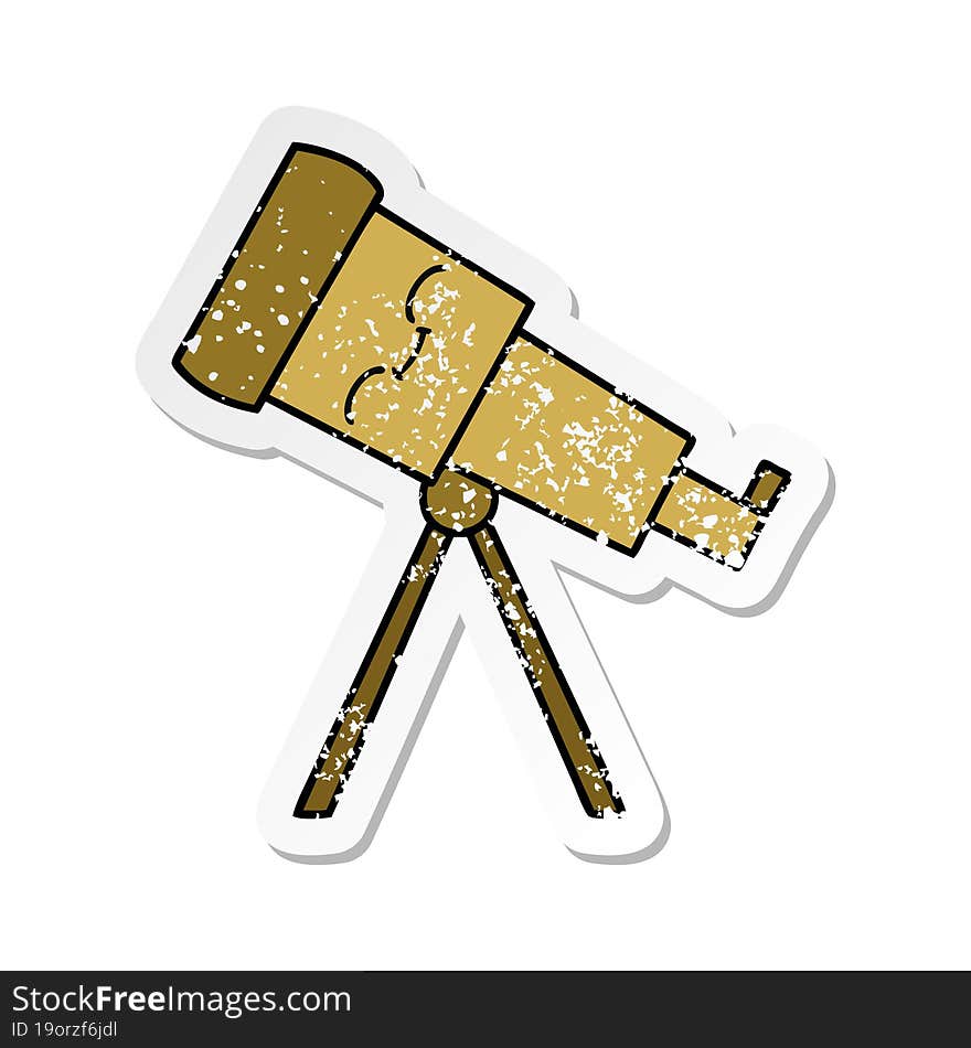 Distressed Sticker Of A Cute Cartoon Telescope