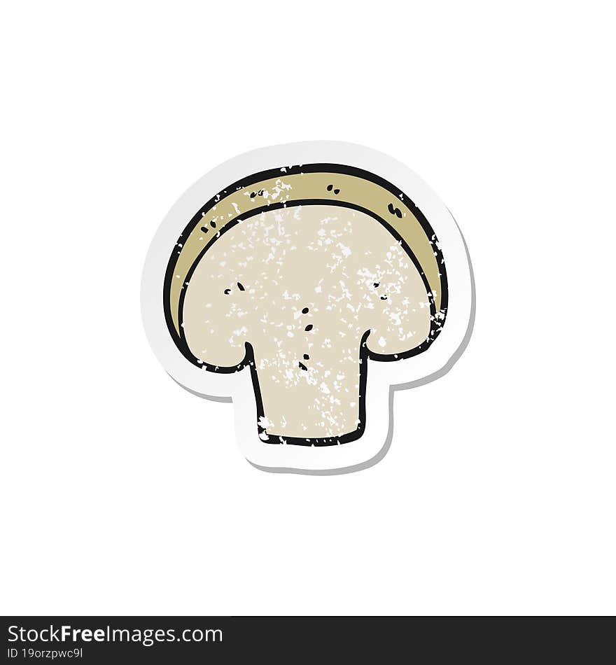 distressed sticker of a cartoon mushroom slice