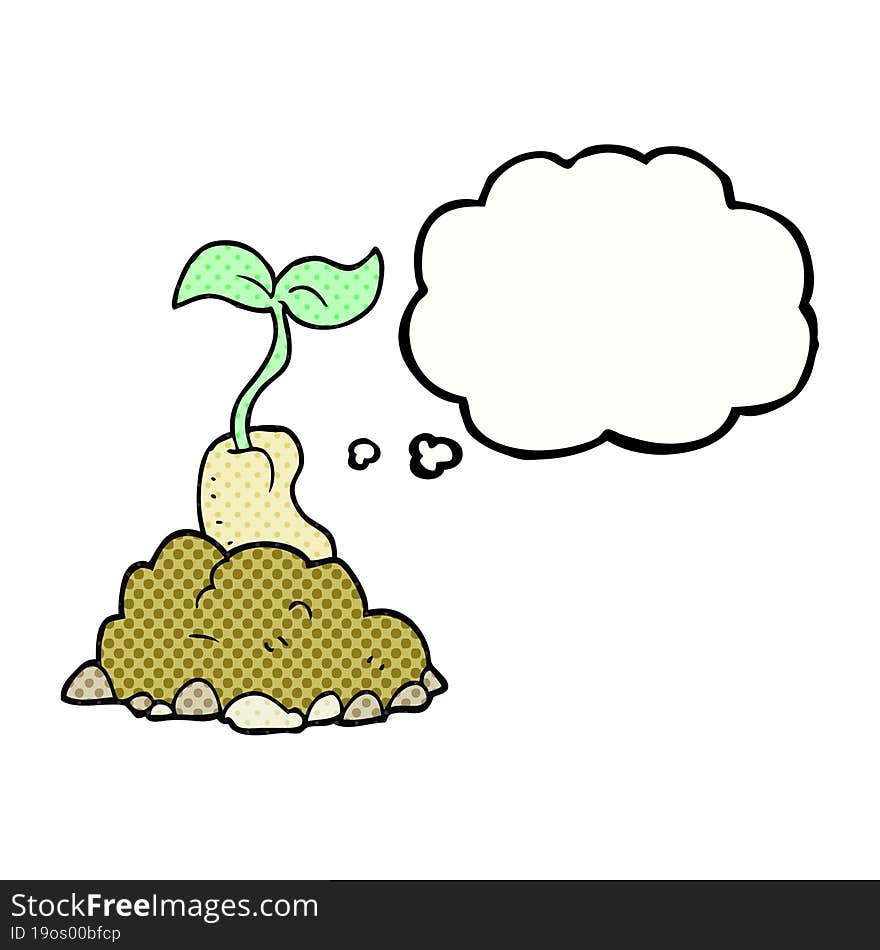 thought bubble cartoon sprouting seed