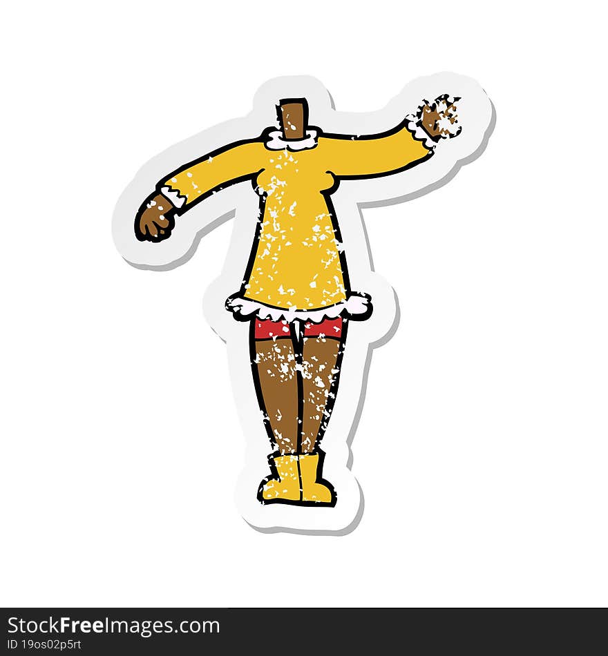 retro distressed sticker of a cartoon female body