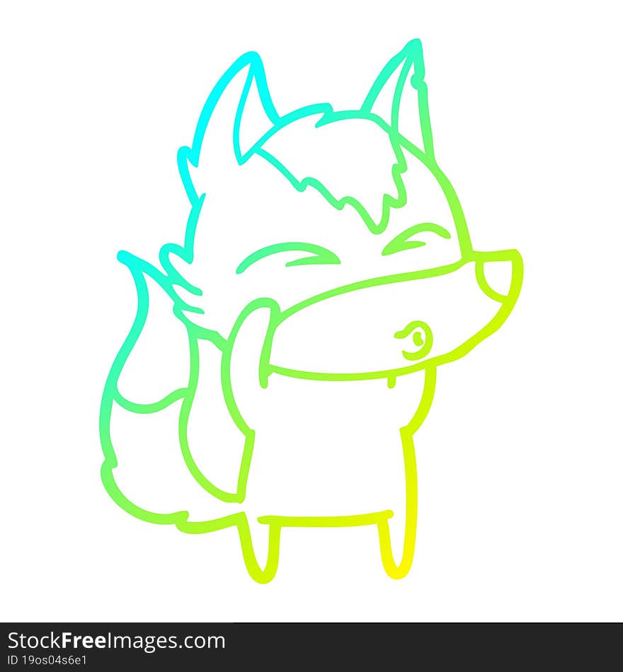 cold gradient line drawing cartoon wolf whistling