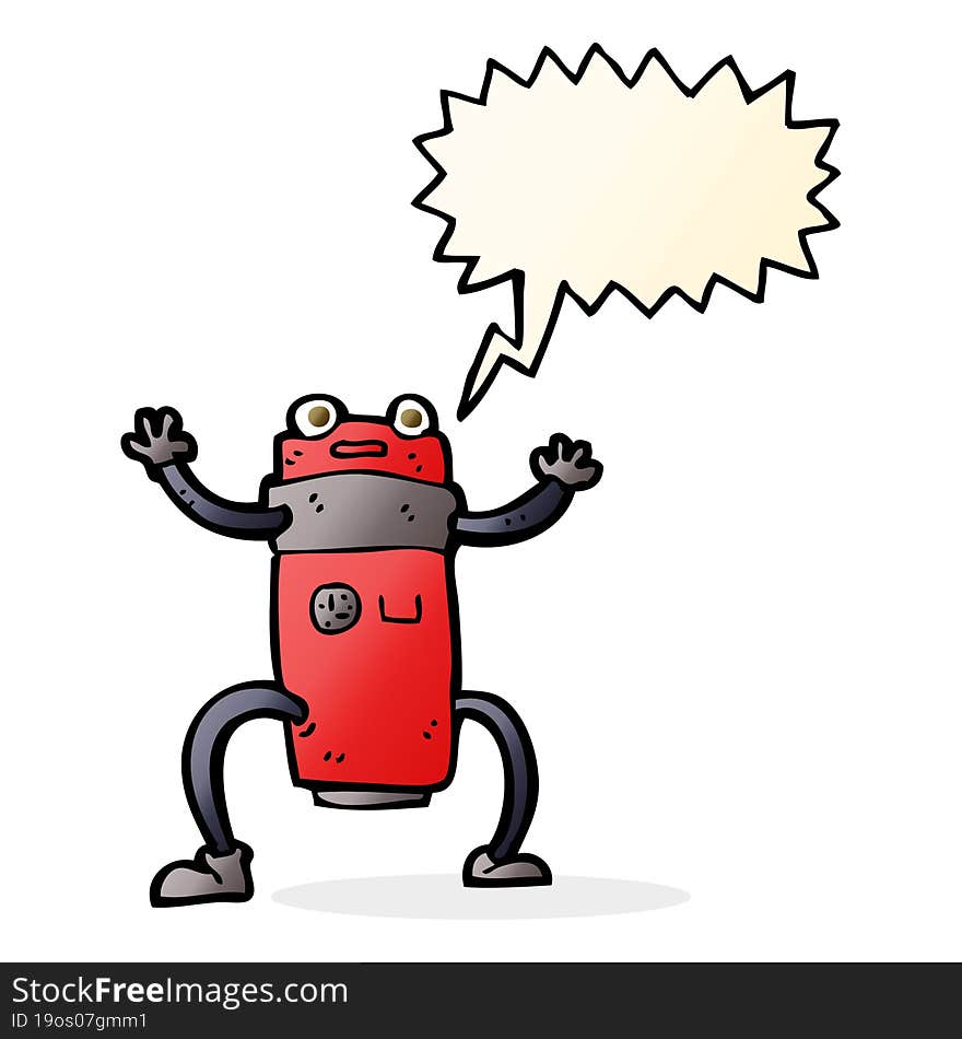 cartoon robot with speech bubble