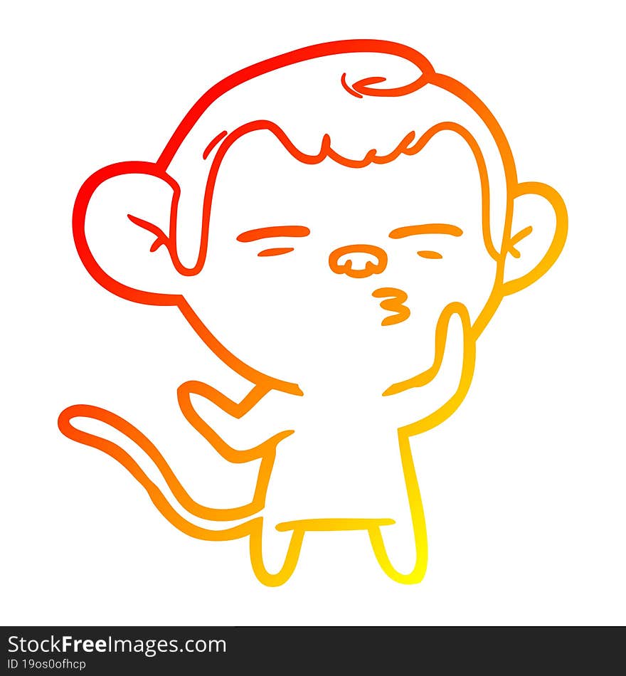 warm gradient line drawing cartoon suspicious monkey