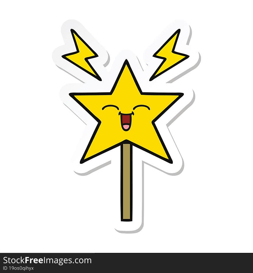 sticker of a cute cartoon magic wand