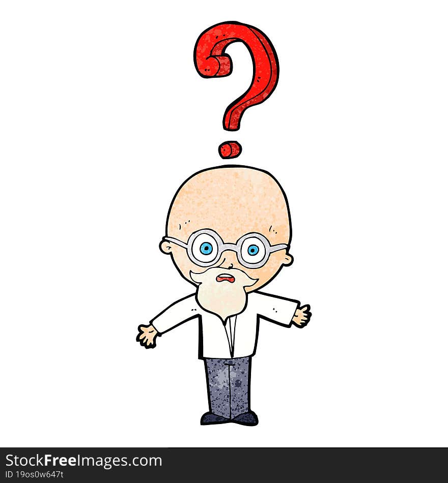 Cartoon Older Man With Question