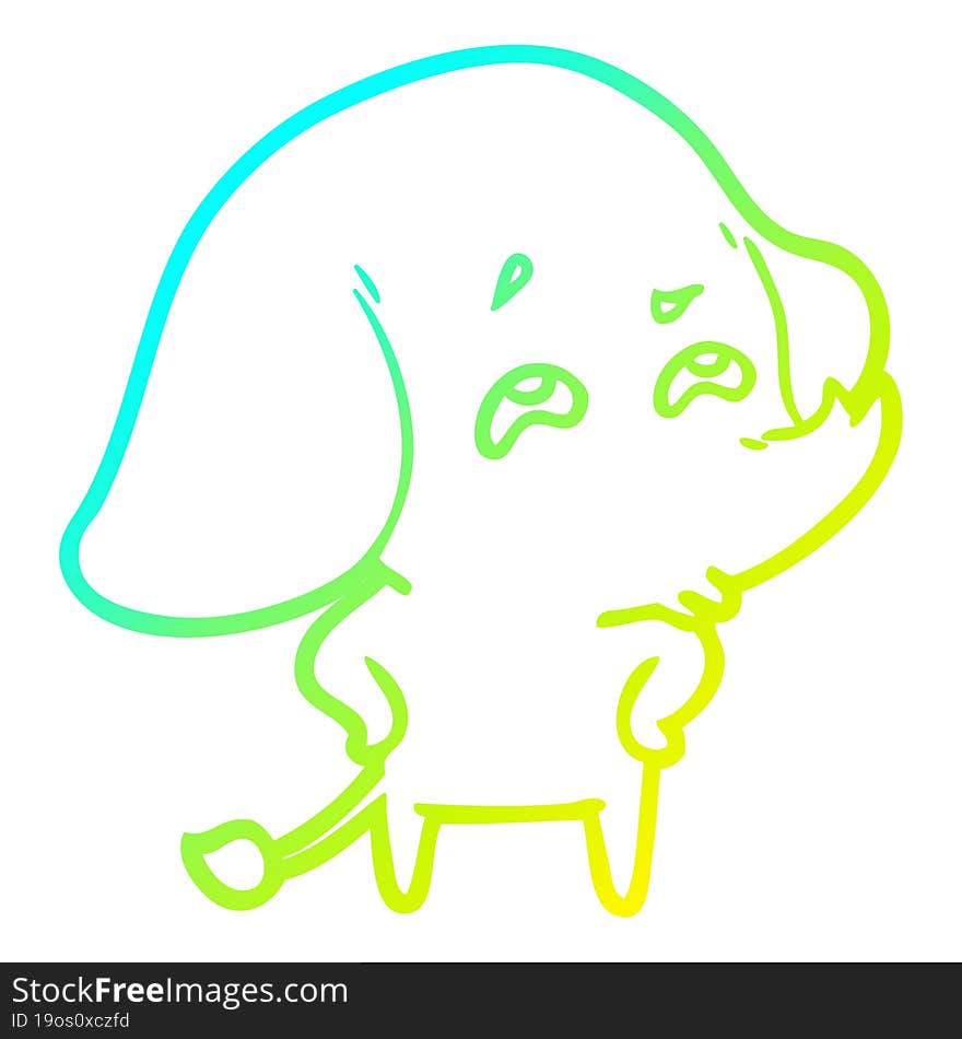 cold gradient line drawing cartoon elephant remembering