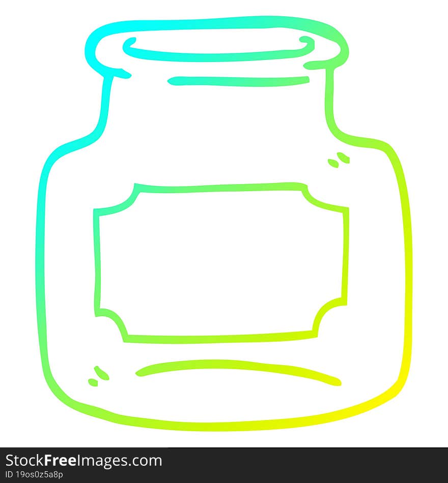 cold gradient line drawing of a cartoon empty jar