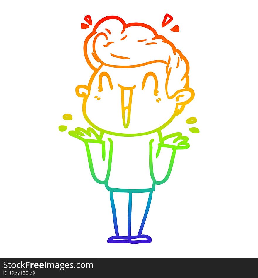 rainbow gradient line drawing cartoon excited man