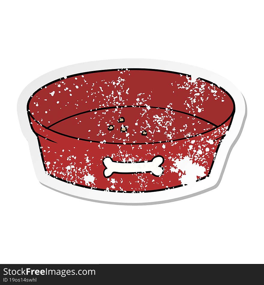 distressed sticker of a cartoon empty dog food bowl