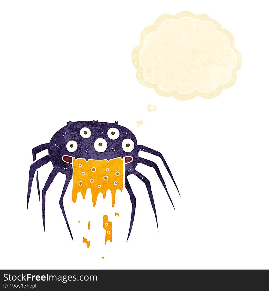 Cartoon Gross Halloween Spider With Thought Bubble