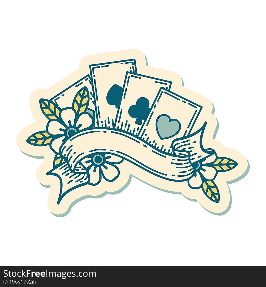 sticker of tattoo in traditional style of cards and banner. sticker of tattoo in traditional style of cards and banner