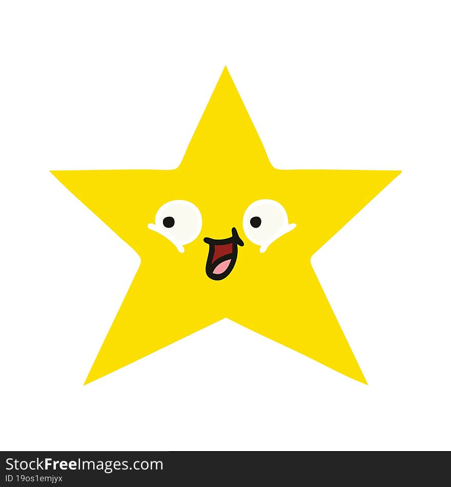 Flat Color Retro Cartoon Gold Star