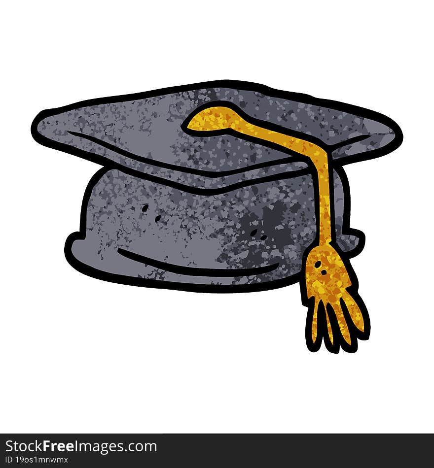 Grunge Textured Illustration Cartoon Graduation Hat