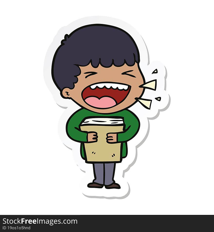 sticker of a cartoon laughing man