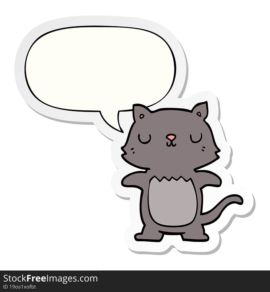 cartoon cat with speech bubble sticker. cartoon cat with speech bubble sticker