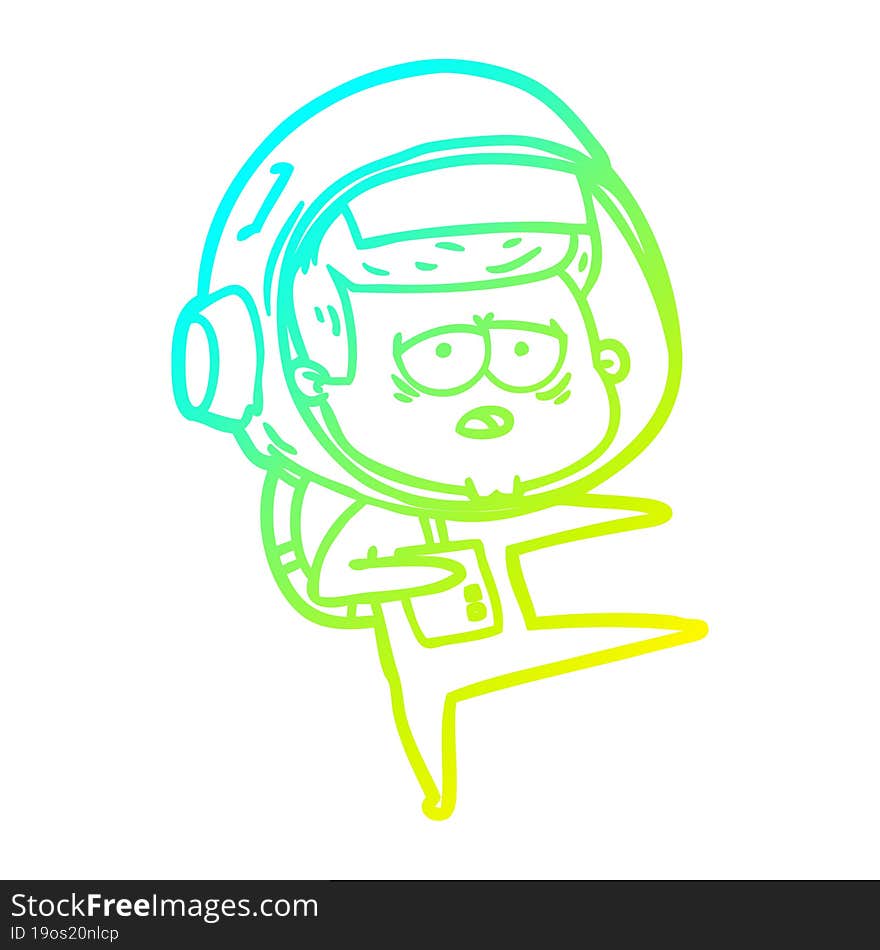 cold gradient line drawing cartoon tired astronaut