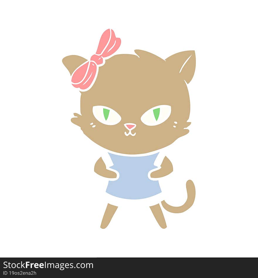 cute flat color style cartoon cat